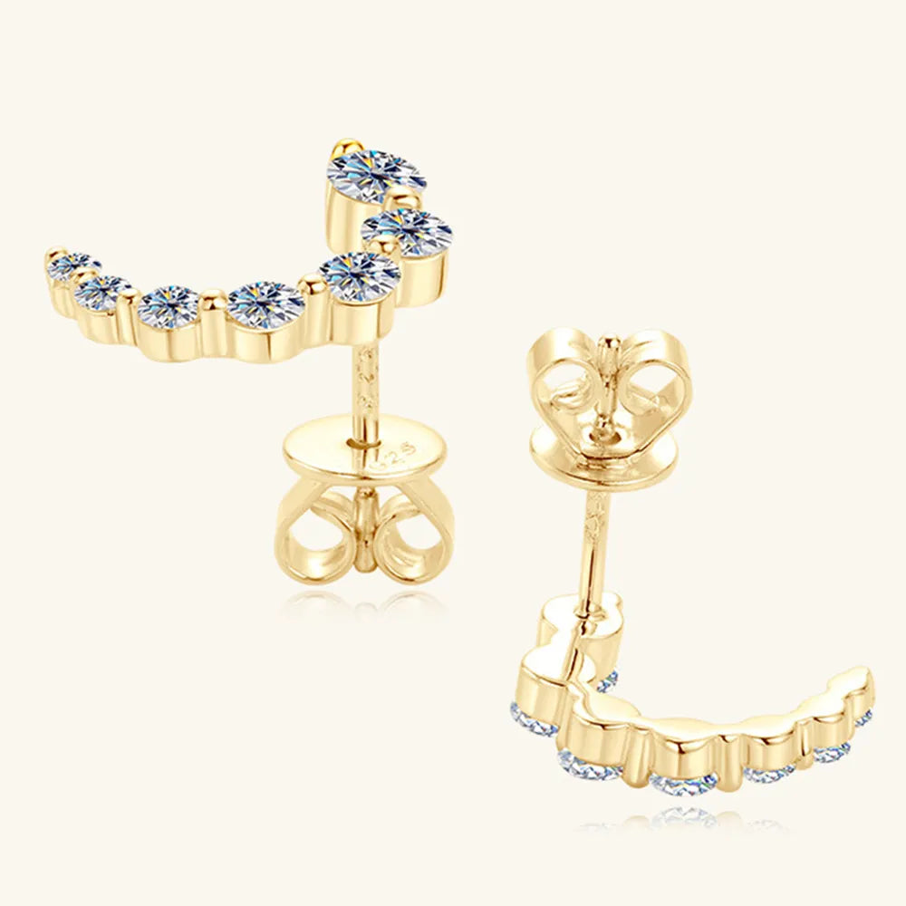 925 Sterling Silver Inlaid Moissanite Stud Earrings - Korvel