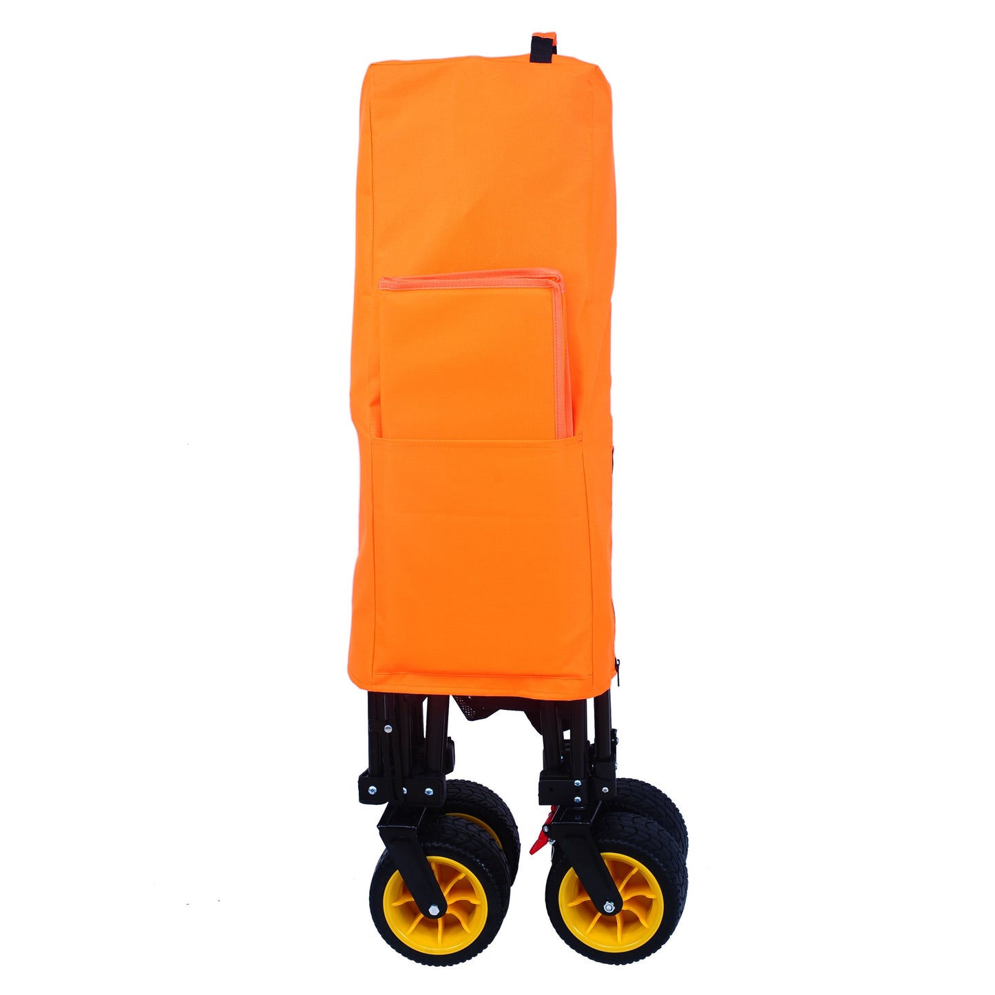 Big large capacity Folding cart Extra Long Extender Wagon Cart Folding Wagon Garden Shopping Beach Cart (black +orange) - Korvel