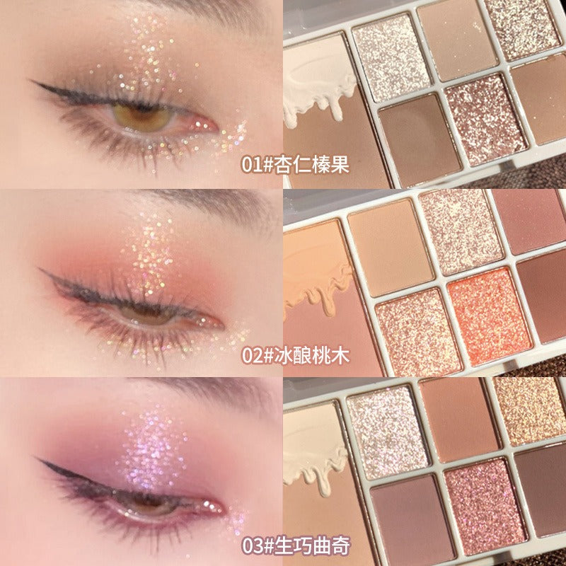 7 Color Eyeshadow Palette Red Wine Glitter Pearly Lasting Acrylic Eyeshadow Palette Korean Eyes Makeup Palette Beauty Makeup - Korvel
