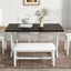 TOPMAX Farmhouse 6-Piece Trestle Dining Table Set with Upholstered Dining Chairs and Bench  59inch, White - Korvel