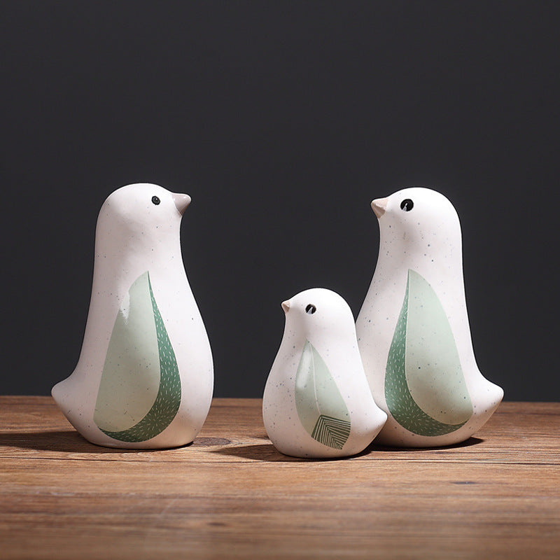 Home decoration small accessories Nordic creative cute ceramic bird ornaments Home living room Wine cabinet Room decoration - Korvel