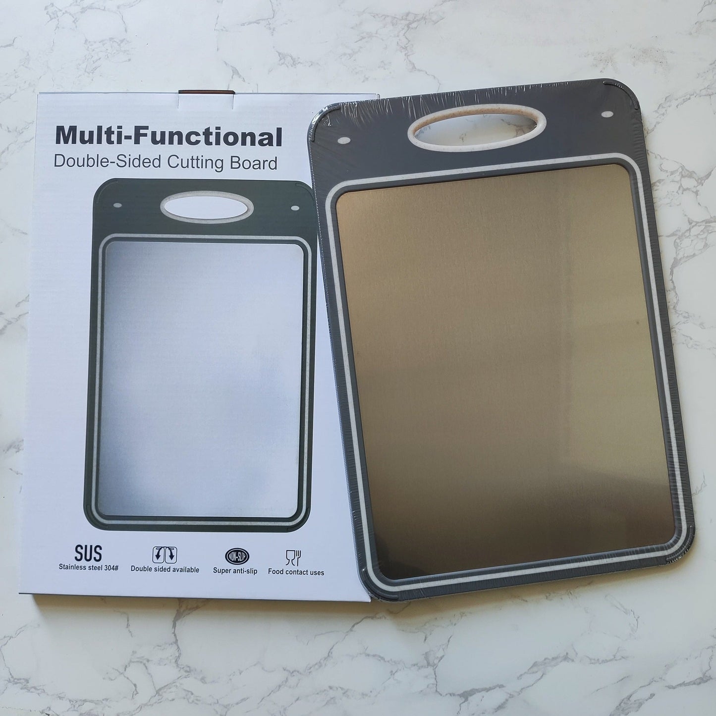 Kitchen double-sided food grade plastic cutting board 304 stainless steel cutting board cutting board - Korvel