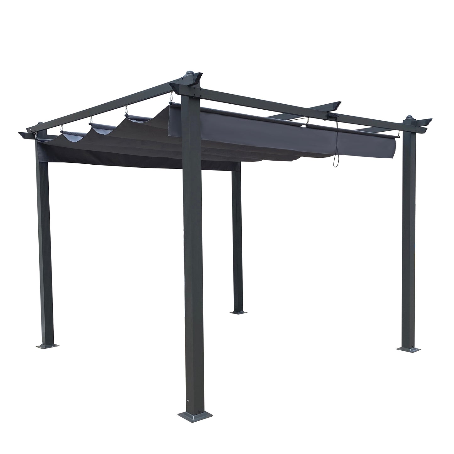 10x10 Ft Outdoor Retractable Pergola with Canopy - Gray