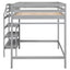 Full Size Loft Bed with Built-in Storage Staircase and Hanger for Clothes, Gray - Korvel