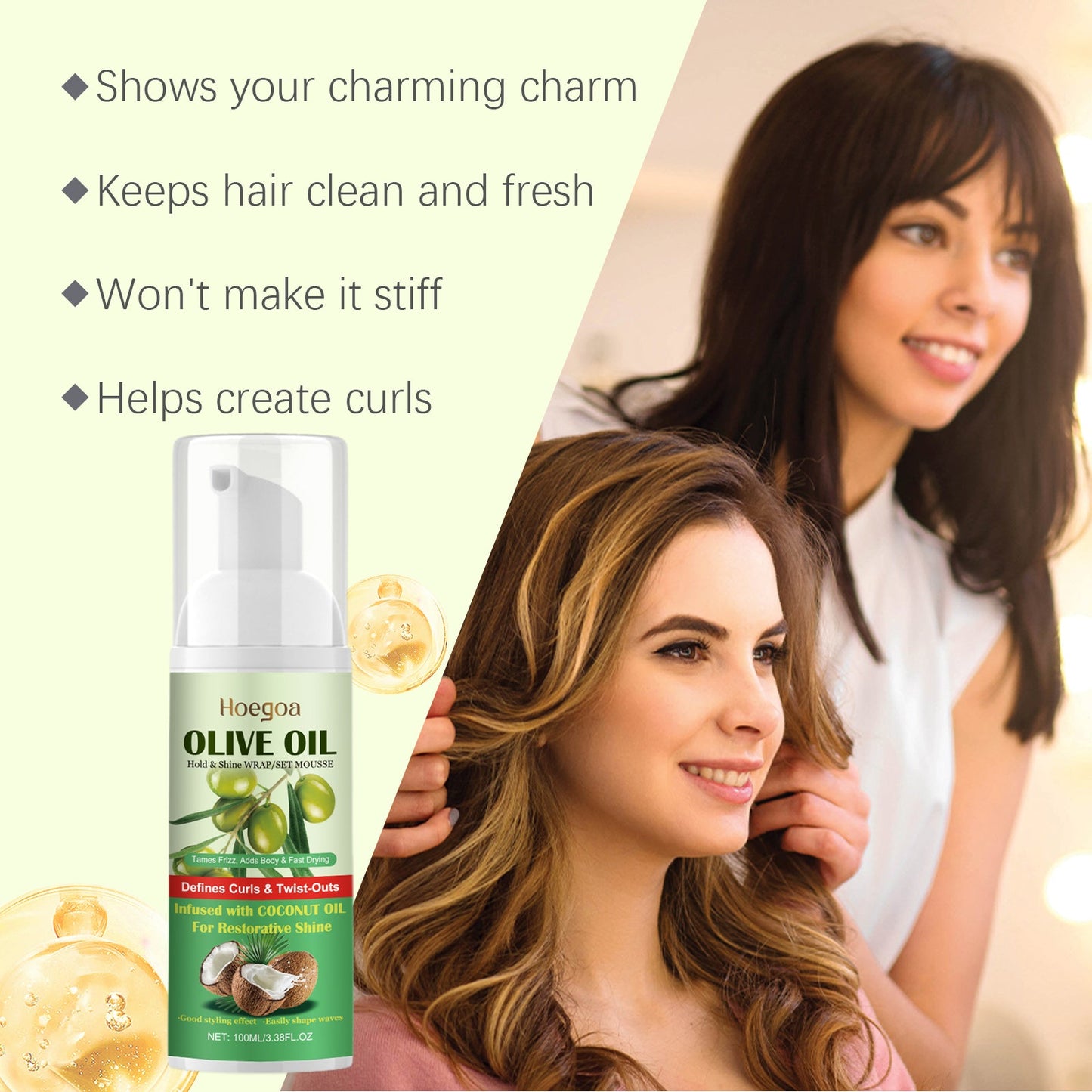 Hair Styling Foam Mousse Refreshing Oil Control Light Protection Volume Fluffy Long-Lasting Styling Dry Hair Mousse - Korvel