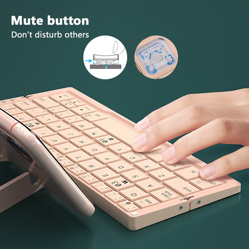Mini Folding Keyboard Wireless Bluetooth-compatible Keyboard Foldable Keypad For Laptop Windows Android Tablet ipad Phone - Korvel