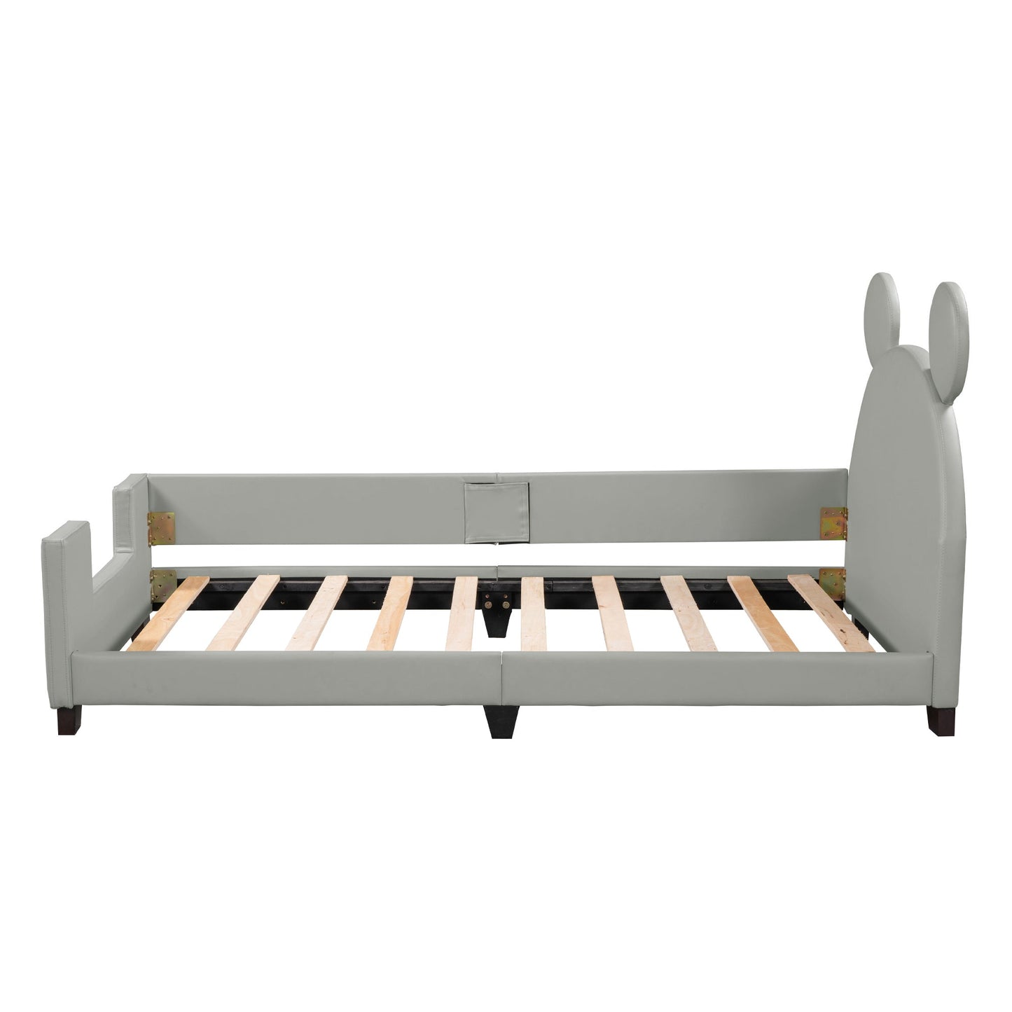 Twin Size Upholstered Daybed with Carton Ears Shaped Headboard  Grey - Korvel