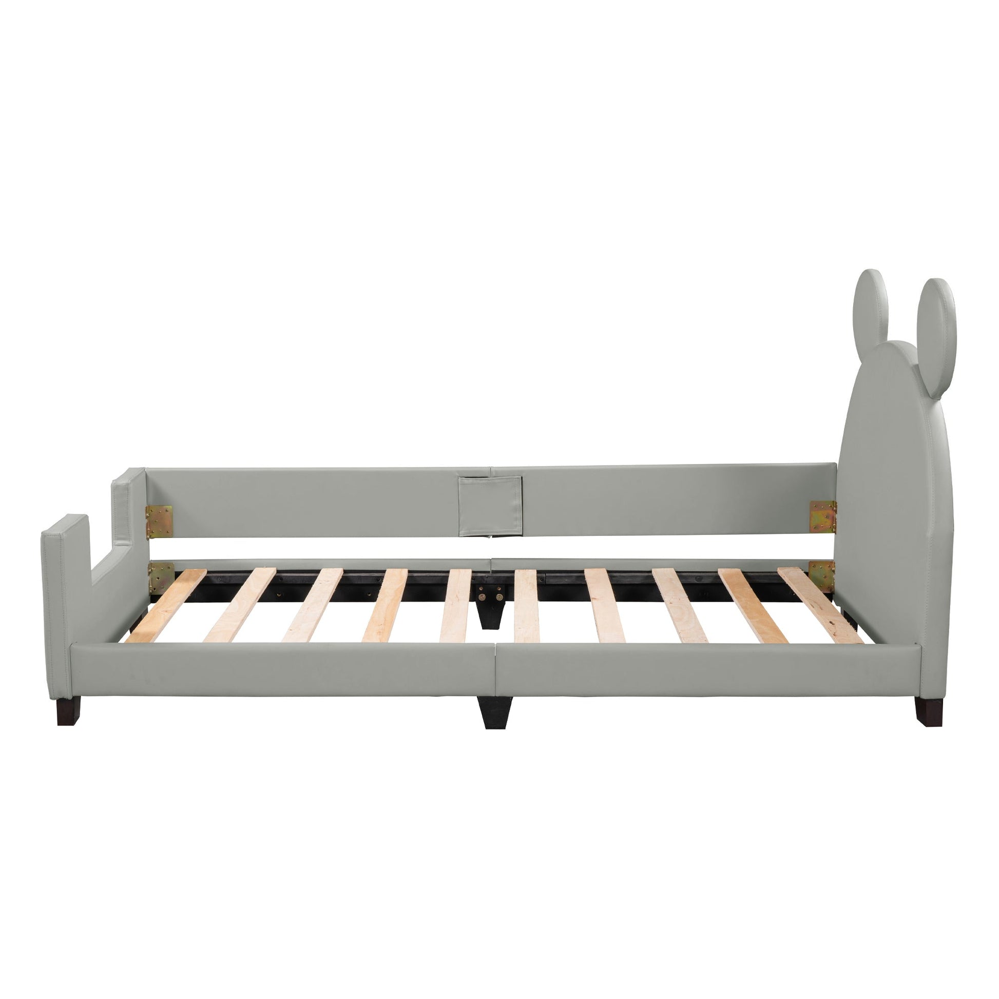 Twin Size Upholstered Daybed with Carton Ears Shaped Headboard  Grey - Korvel