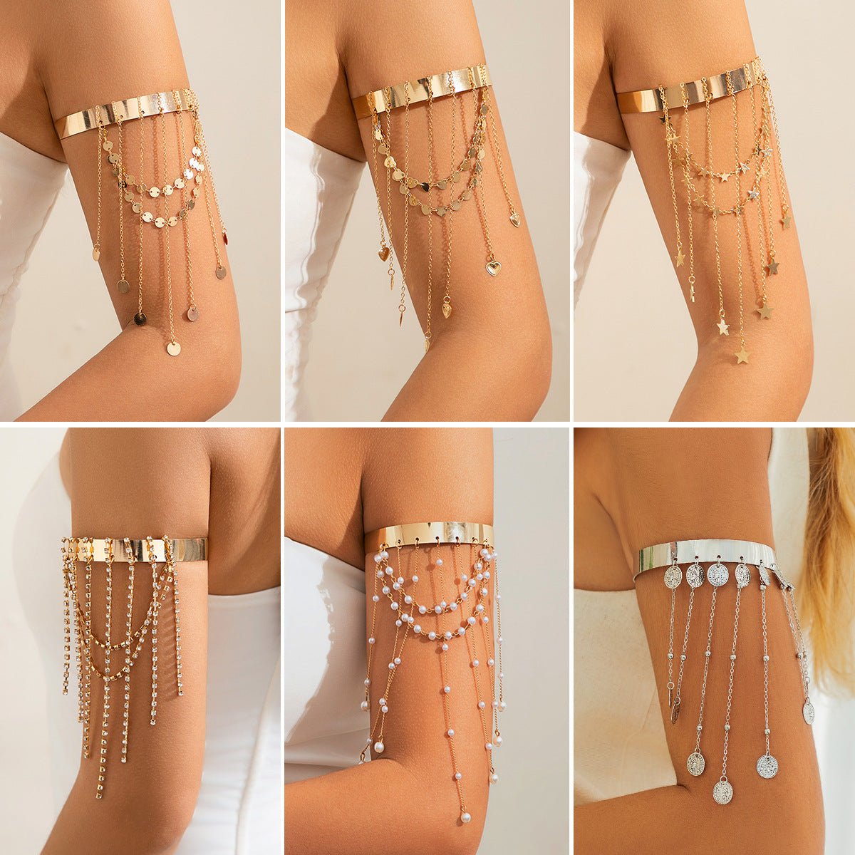 Western style beaded tassel arm chain jewelry Bohemian love arm bracelet for women - Korvel