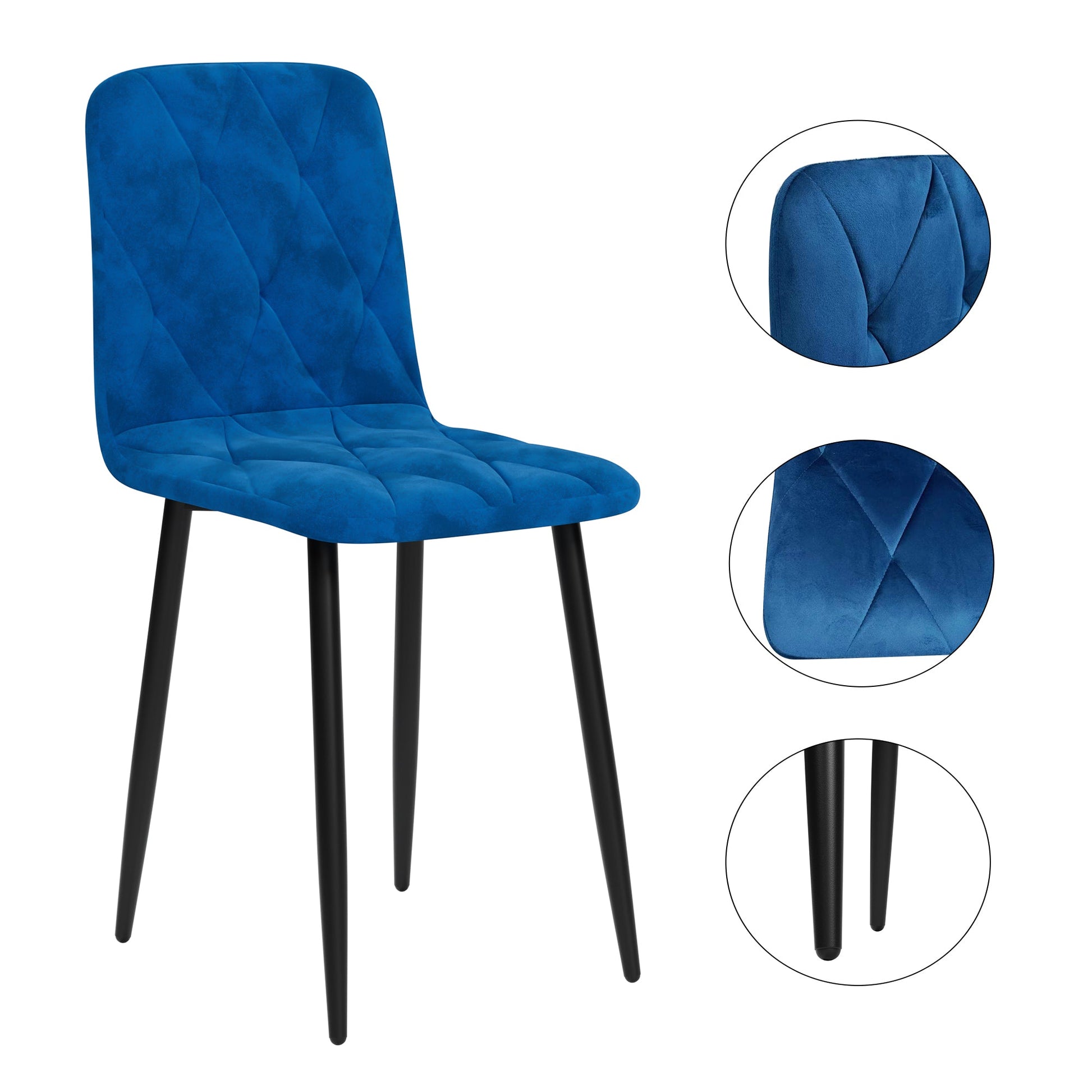Dining Chairs Set of 4, Modern Kitchen Dining Room Chairs, Velvet Dining Chair Upholstered Cushion Seat and Sturdy Metal Legs - Korvel