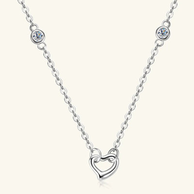 Collar de Corazón de Moissanita en Plata de Ley 925