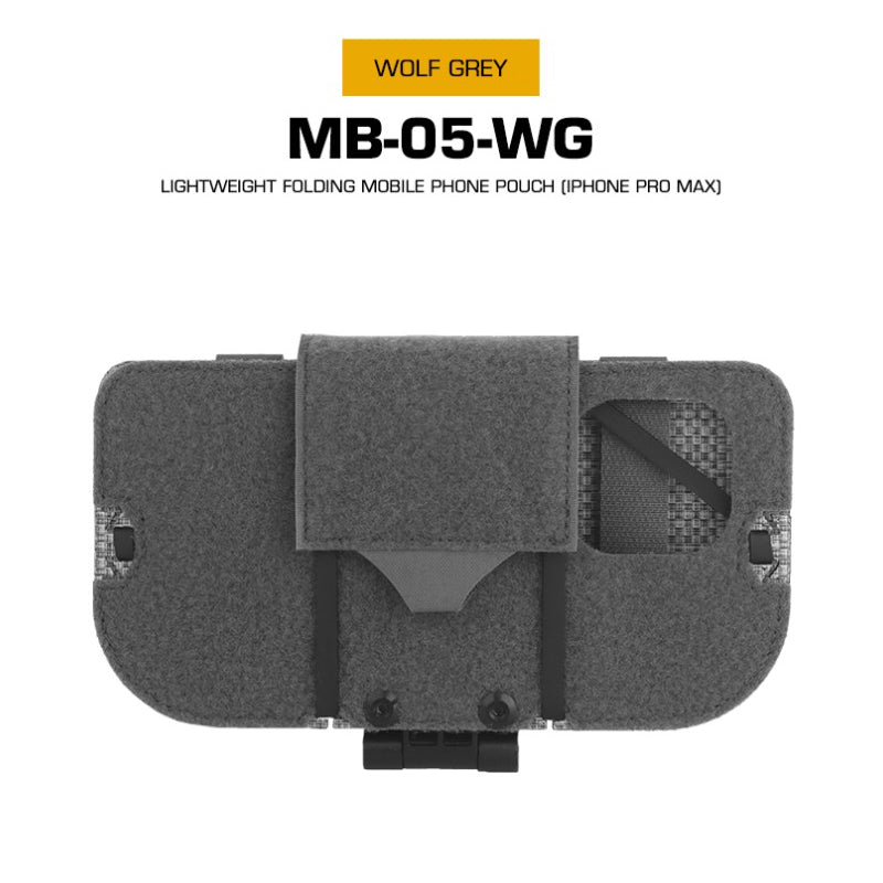 Tactical Phone Pouch, Molle, for Airsoft, Camping, Hunting. Foldable, for Phone & Map. - Korvel