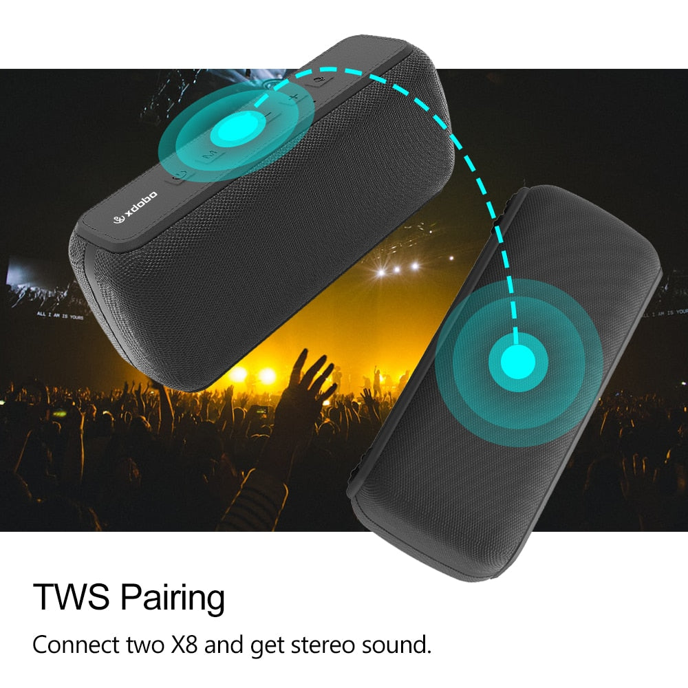 XDOBO X8 60W Portable Bluetooth Speakers Bass with Subwoofer Wireless IPX5 Waterproof TWS 15h Playing Time Voice Assistant Extra - Korvel