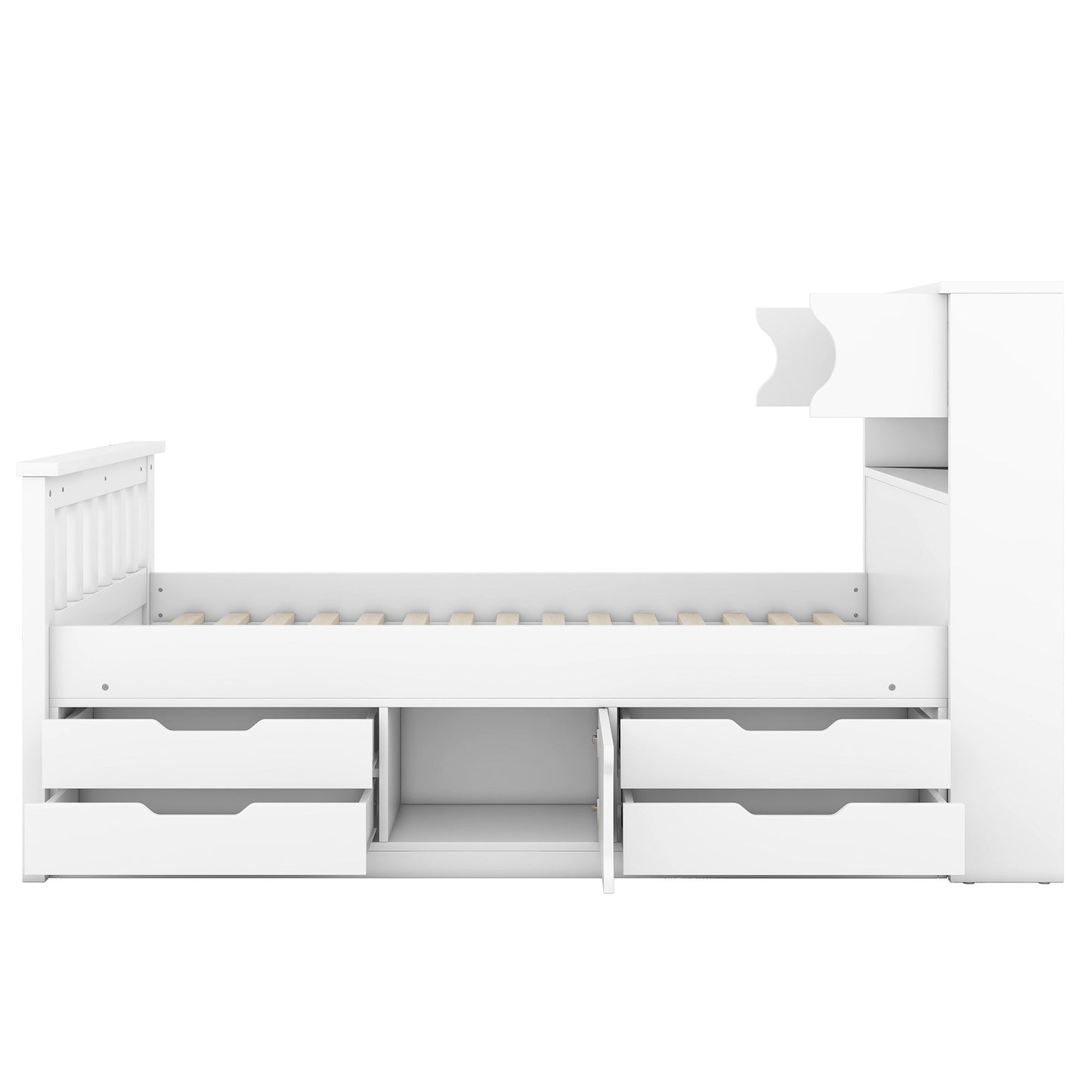Cama plataforma tamaño twin Captain con almacenamiento en blanco
