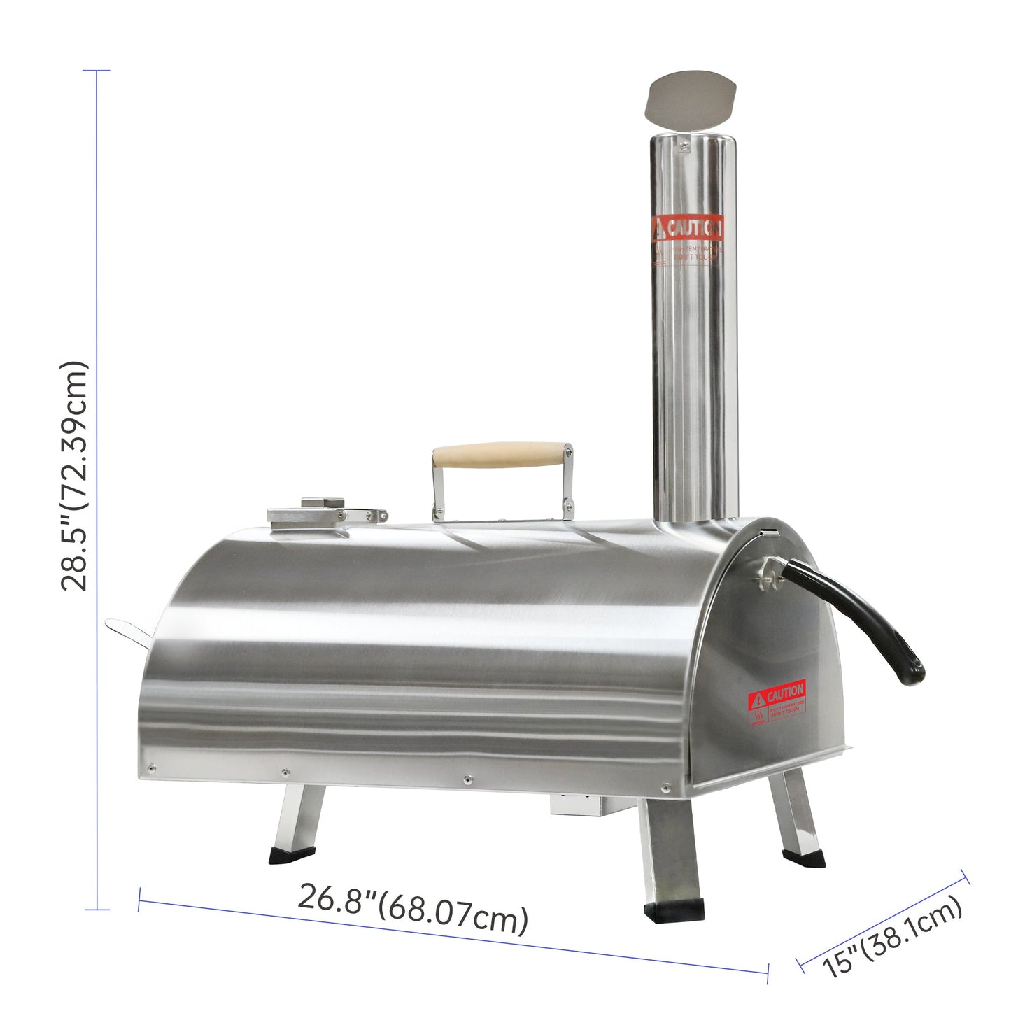 Silver Pizza Oven Outdoor 12" Semi-Automatic Rotatable Pizza Ovens Portable Stainless Steel - Korvel