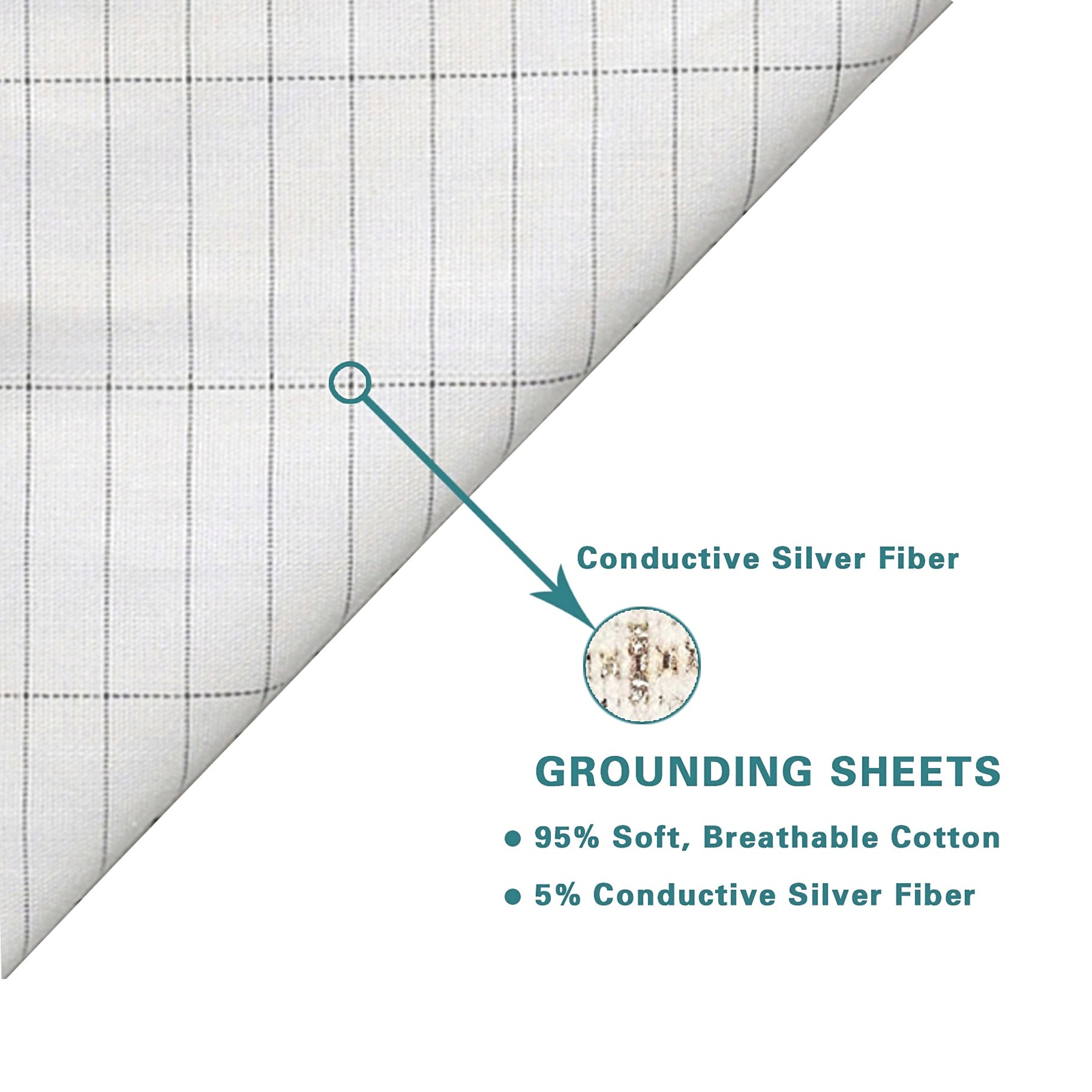 Earthing Ground Pillow Case For Health & EMF Protection Improves Sleep Conductive Silver Fiber Cotton Pillowcase - Korvel