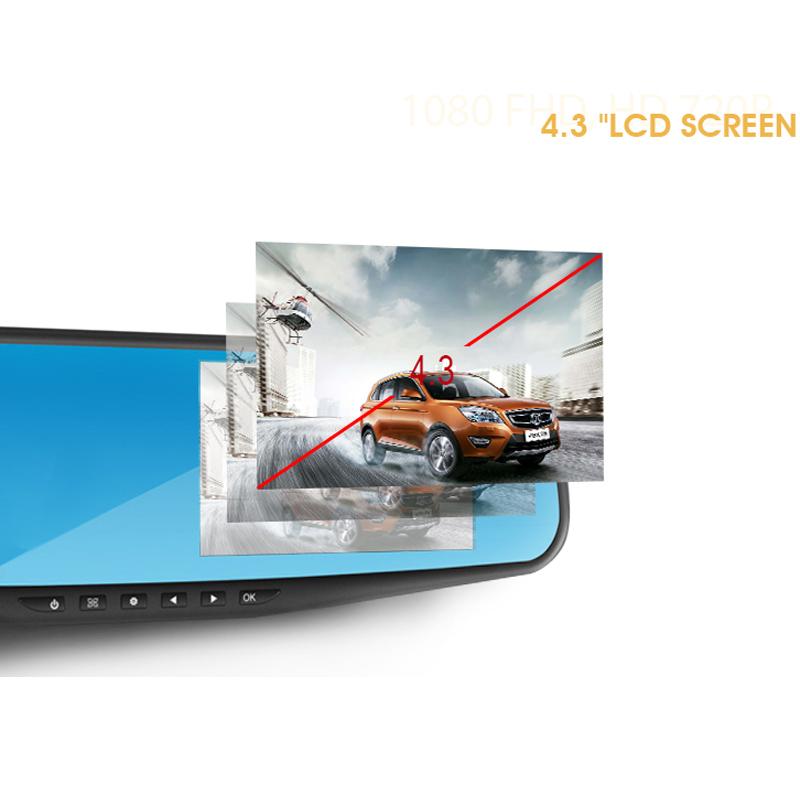 ANLUD Car Camera DVR Dual Lens Dash Cam Rear View Mirror Auto Video Recorder GPS Detector - Korvel