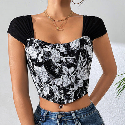 Floral Print Ultra Short Crop Top
