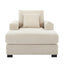 39.7" Oversized Chaise Lounger Modern Style Sofa Couch ,with Pillows, Charge Station & Cup Holders, Chenille Fabric, Cream - Korvel