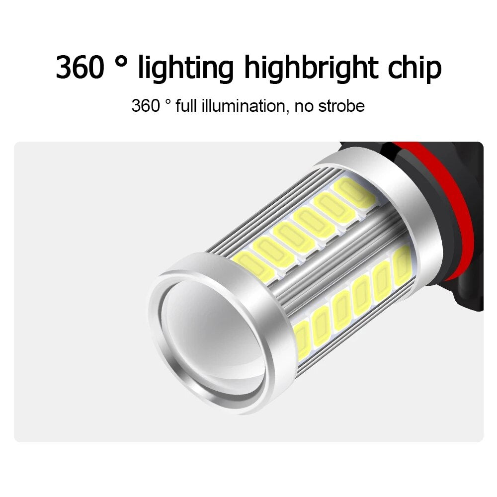 2pcs H8 H11 LED Bulbs HB4 9006 HB3 9005 H16 JP H9 Fog Lights Driving 5730 33SMD Tail Lamp Car Light parking 12V Auto 6000K White - Korvel