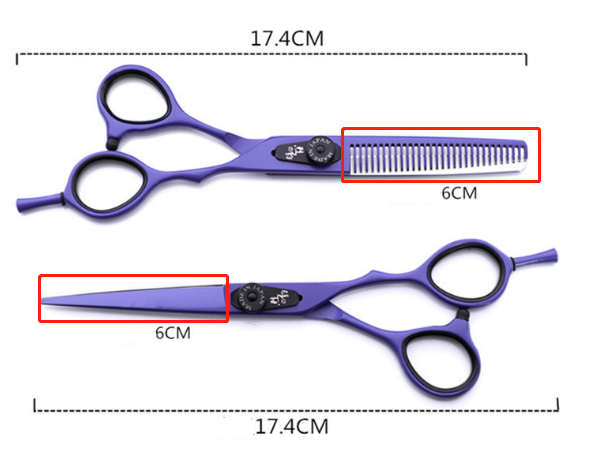 Professional Japan 440c 6 & 5.5 inch rainbow cut hair scissors set cutting shears thinning barber scissor hairdressing scissors - Korvel
