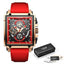Lige New Men's Watch Square Multifunction Chronograph 30M Waterproof Watch - Korvel