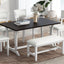 TOPMAX Farmhouse 6-Piece Trestle Dining Table Set with Upholstered Dining Chairs and Bench  59inch, White - Korvel