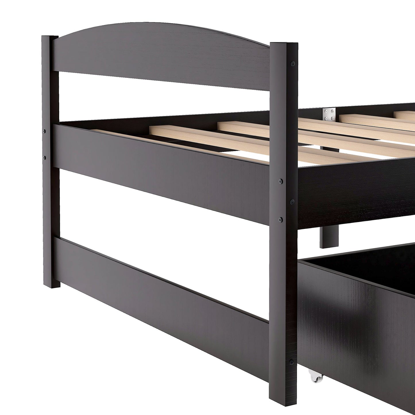 Espresso Twin Size Platform Bed with Two Drawers
