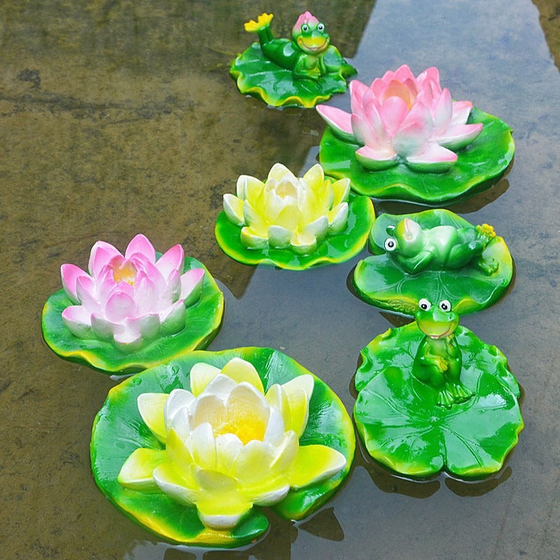 Floating Frog and Fish Pond Scenery Water Surface Decoration Water Fountain Resin - Korvel