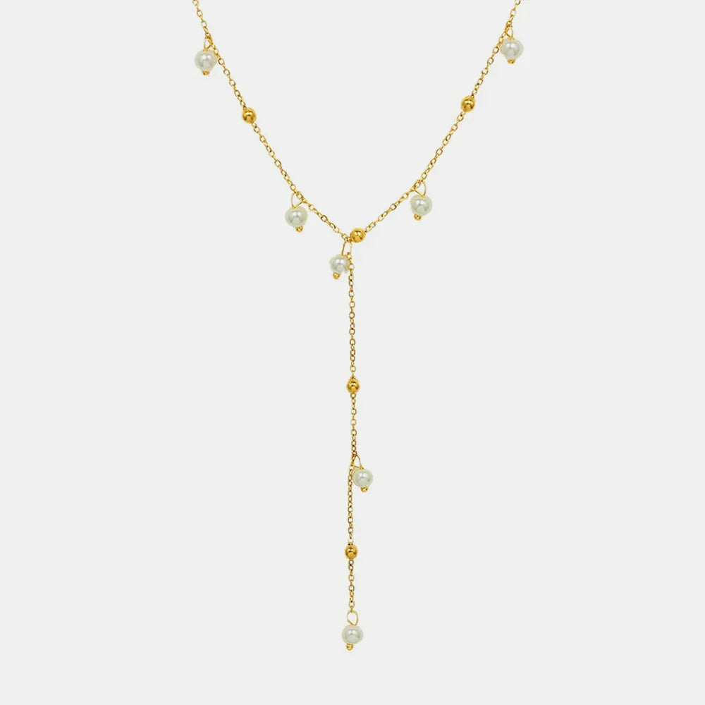 18K Gold-Plated Pearl Drop Necklace - Korvel