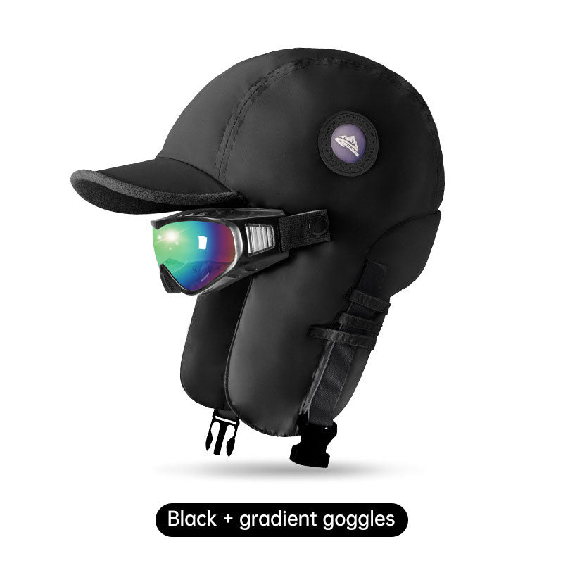 Winter ski hat warm hat men and women winter riding ear windproof plus velvet thickening pilot lei feng hat - Korvel