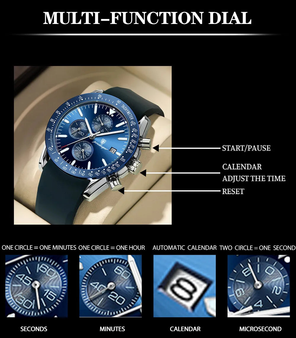 Multi-Functional Waterproof Night Light Men's Quartz Watch