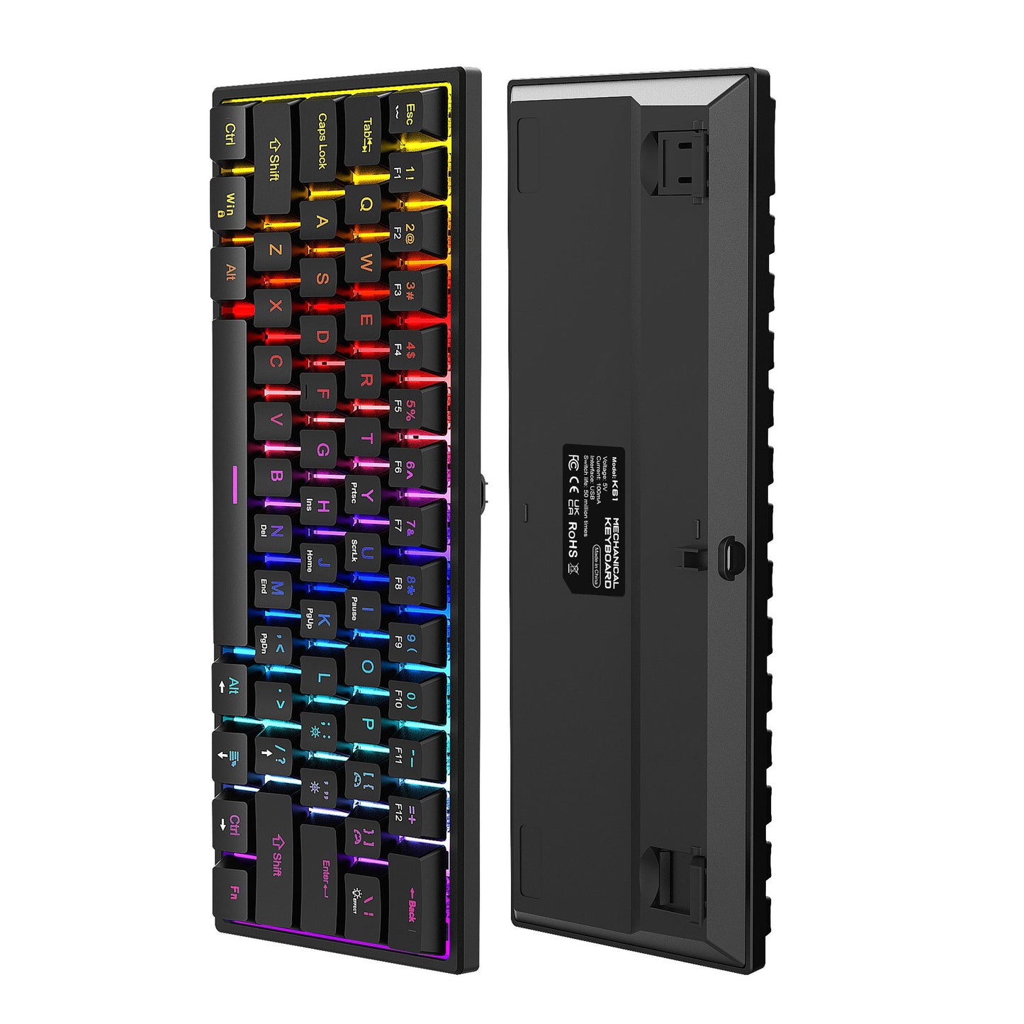 Portable Wired Mechanical Keyboard with RGB Backlighting