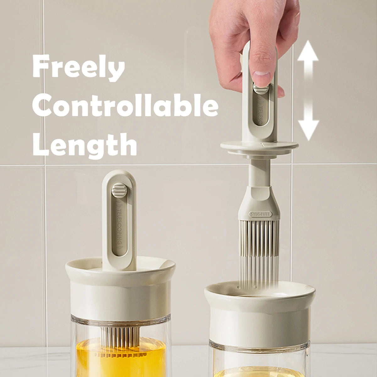 Telescopic Oil Brush Integrated Bottle Adjustable Length High Temperature Resistant Household Kitchen Barbecue Baking Tool - Korvel