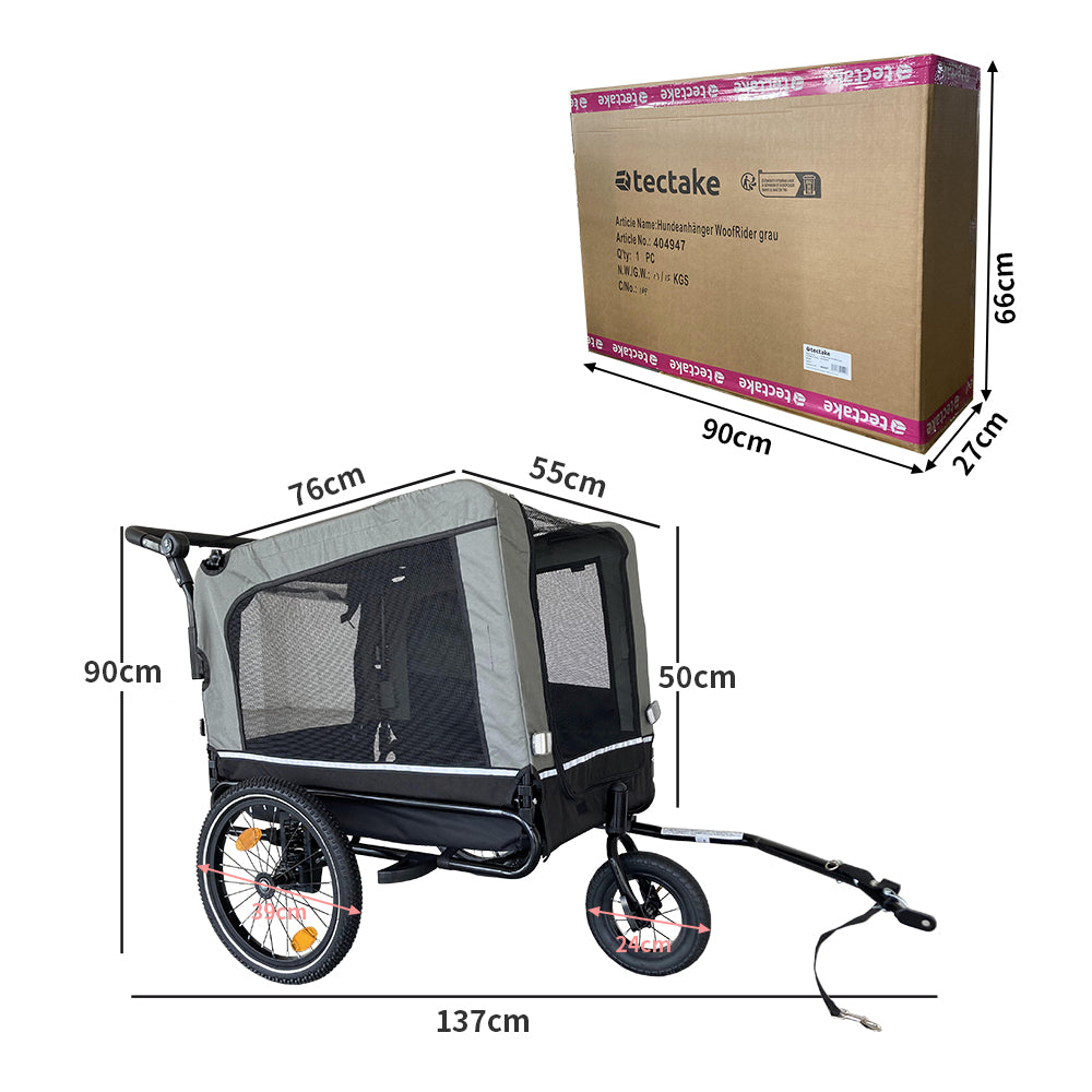 Outdoor Heavy Duty Foldable Utility Pet Stroller Dog Carriers Bicycle Trailer - Korvel