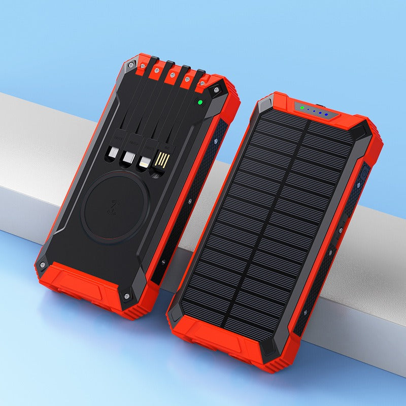 Wireless charging solar power bank 20000 mAh large capacity mobile phone outdoor power bank - Korvel