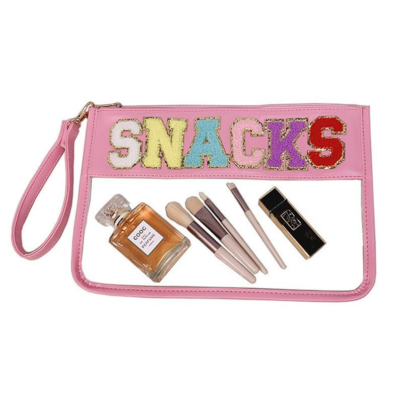 Bolsa de Maquillaje de PVC Transparente con Letra Bordada