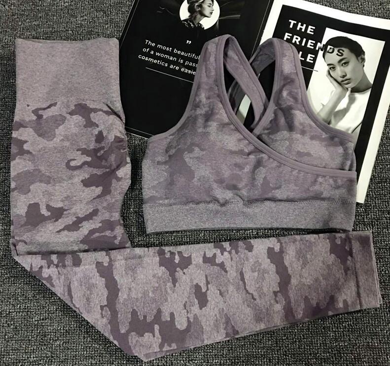 Ensemble de yoga camouflage pour femmes 2PCS - Vêtements de sport premium