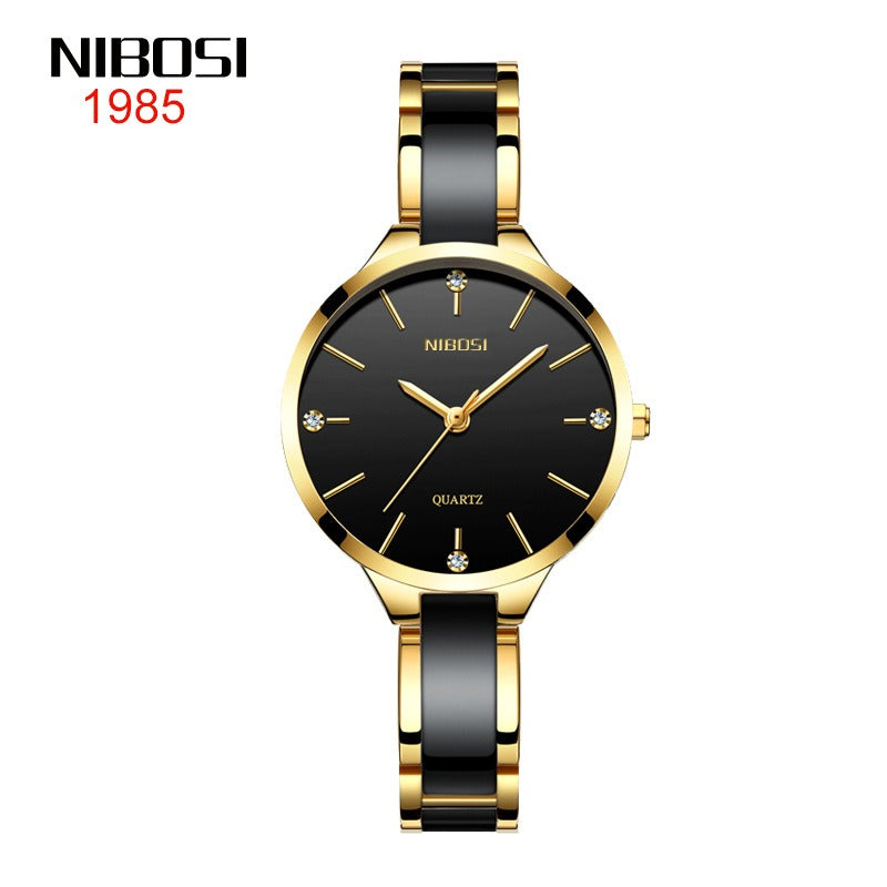 NIBOSI Luxury Ceramic Bracelet Watches Ladies Creative Quartz Watch For Women Female Clock Relogio Feminino Montre Femme 2330 - Korvel