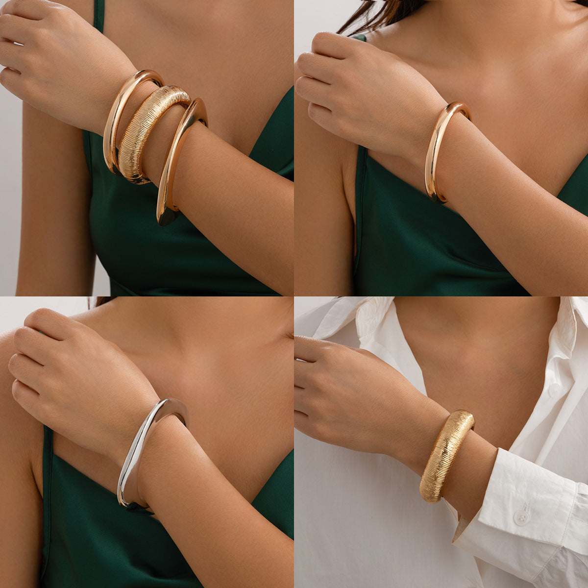 Pulsera Geométrica Cuadrada de Anillo Circular Suave