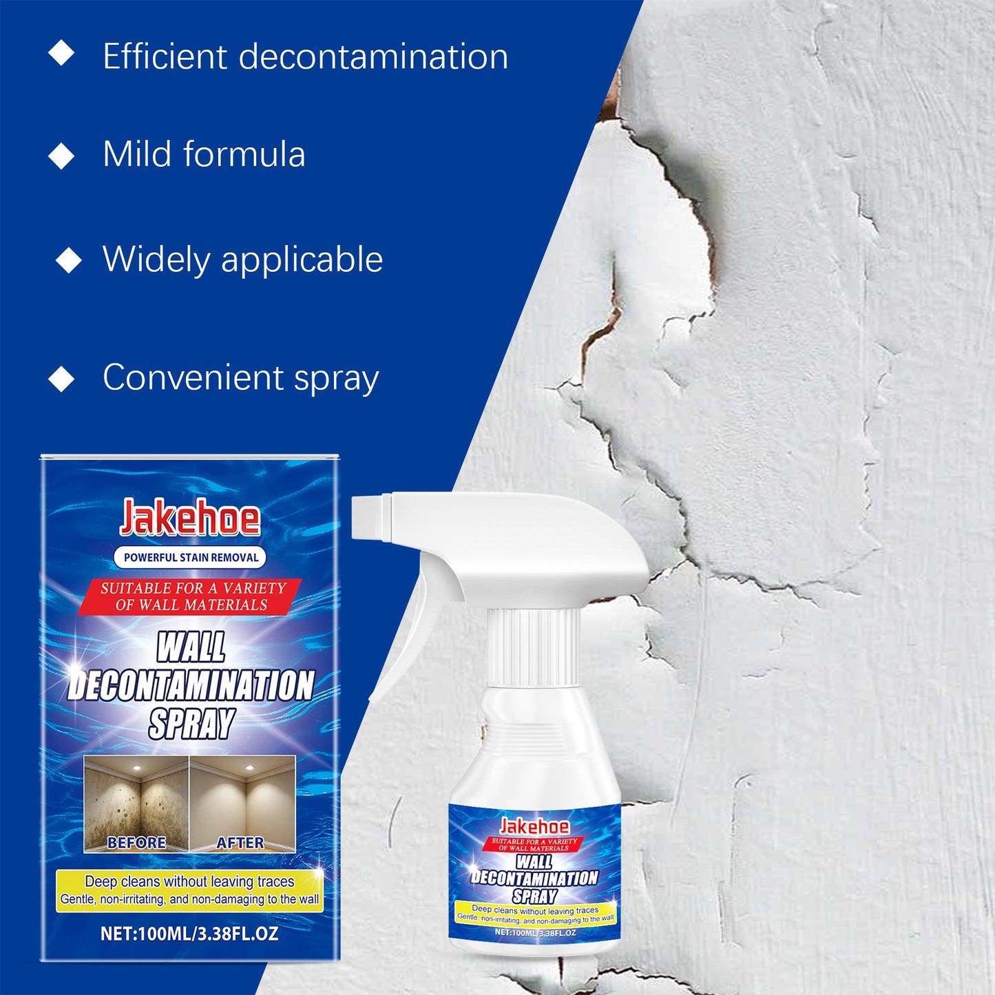 Wall Decontamination Spray Wall Cleaning Water Stains Stains Bathroom Bathroom Polishing Cleaner - Korvel