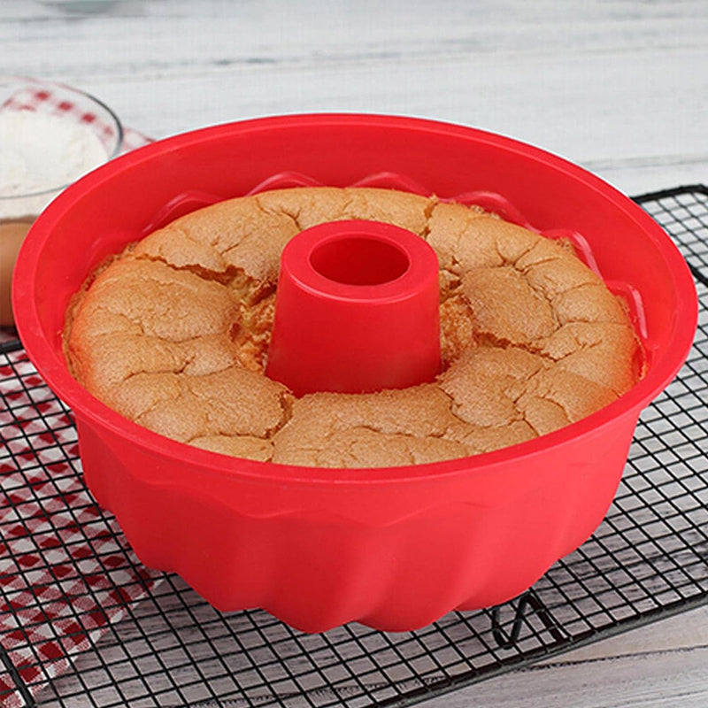 10-inch Non-Stick Silicone Bundt Pan - Multipurpose Baking Mold for Cakes, Jello & Gelatin - Korvel