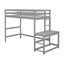 Twin High Loft Bed with Ladder landing Platform, Ladders, Guardrails,Grey - Korvel