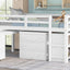 Low Study Full Loft Bed with Cabinet Shelves and Rolling Portable Desk Multiple Functions Bed- White - Korvel