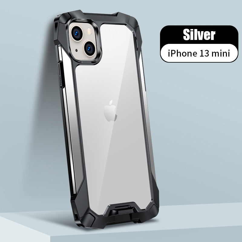 New Transparent Back Panel Protective Case Is Suitable For iPhone 13 Pro Promax Mini Metal Airbag Anti-Drop Mobile Phone Case - Korvel