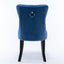 High-end Tufted Solid Wood Contemporary Velvet Upholstered Dining Chair with Wood Legs Nailhead Trim 2-Pcs Set Blue - Korvel