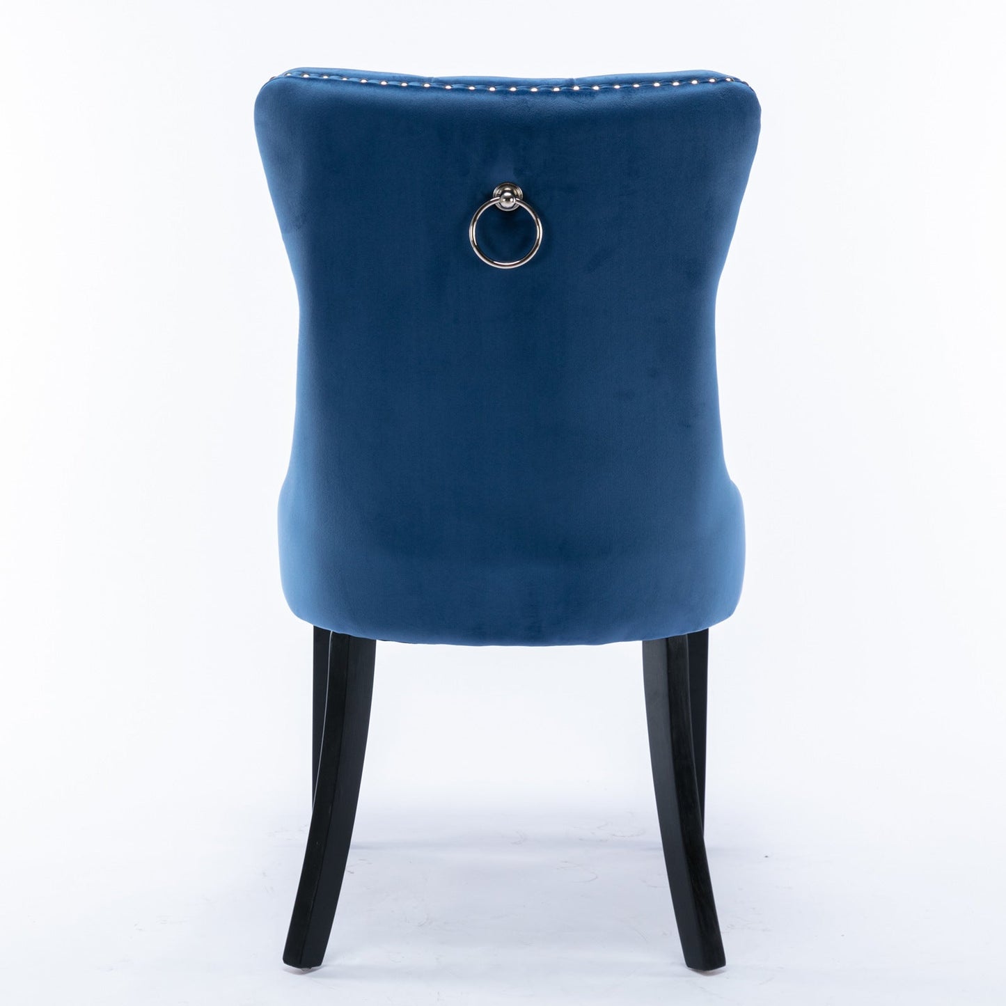 High-end Tufted Solid Wood Contemporary Velvet Upholstered Dining Chair with Wood Legs Nailhead Trim 2-Pcs Set Blue - Korvel