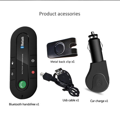 ANLUD Wireless Bluetooth Handsfree Car Kit Multipoint Speakerphone MP3 Music Player Sun Visor - Korvel