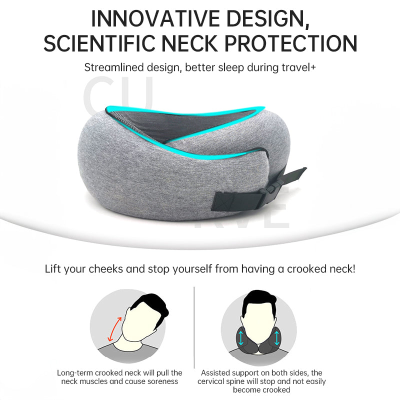 Memory Foam Neck Travel Pillow: Soft, 360° Head Support, for Home, Plane & Car - Korvel