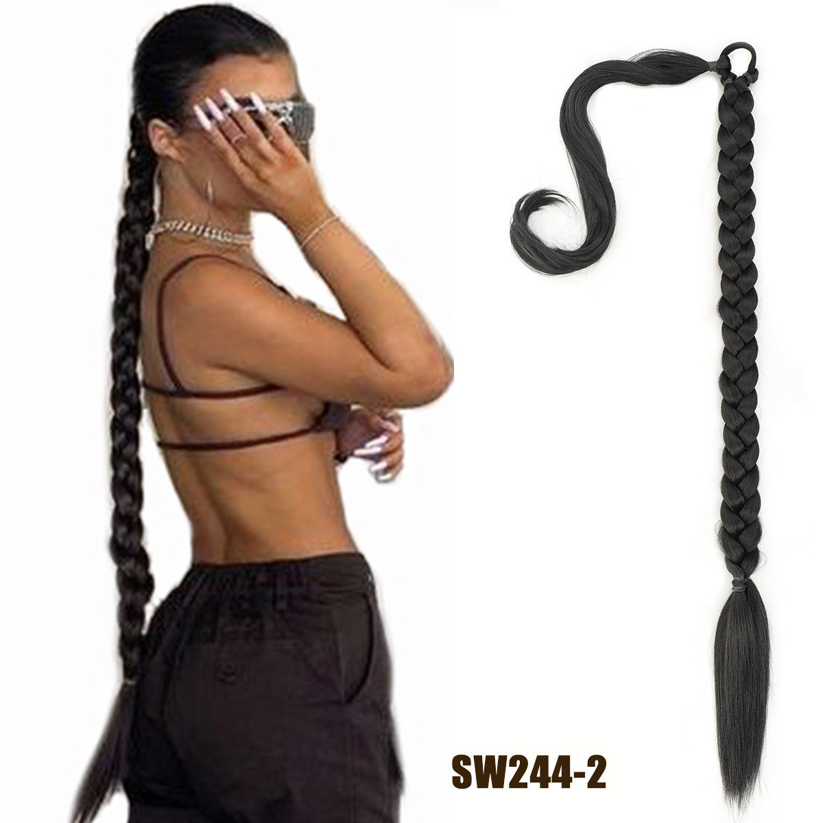 Fake Braid New Fashion Chemical Fiber Wig Female Long Braid Hair Extensions Hair Band Type Hair Extensions Braid Wig Ponytail - Korvel